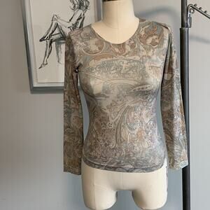 Ceduxion 90s Vintage Victorian Stretch Top Boho Fairy Mesh Medium Blue Cottage